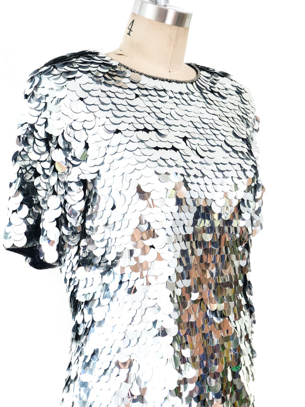 Silver Paillette Embellished Top Top arcadeshops.com