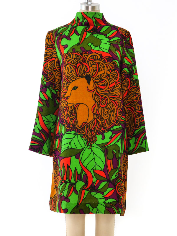 Graphic Lion Print Dress Dress arcadeshops.com