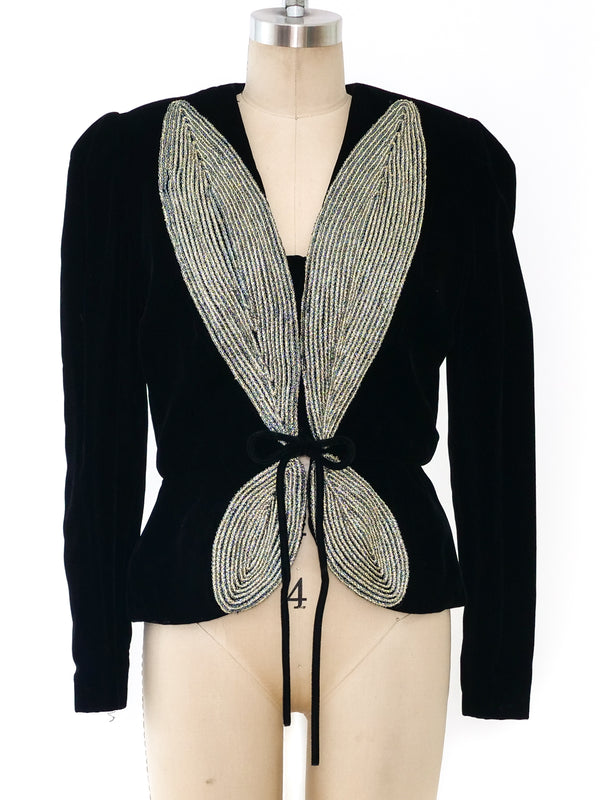 Victor Costa Leaf Applique Jacket Jacket arcadeshops.com