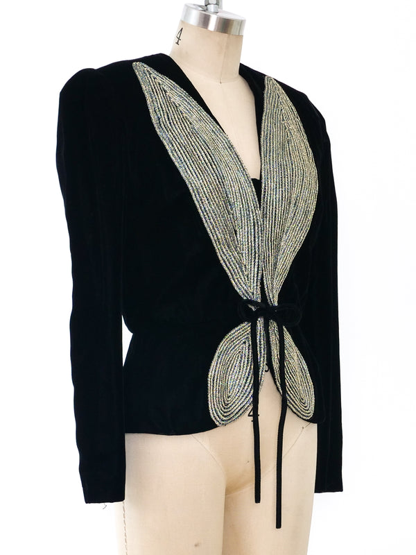 Victor Costa Leaf Applique Jacket Jacket arcadeshops.com