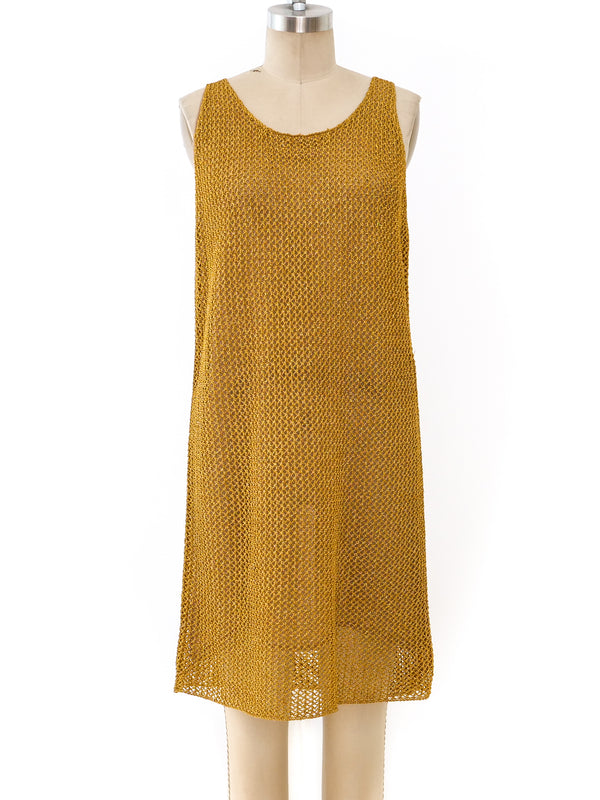 Anne Klein Gold Net Tank Dress Dress arcadeshops.com