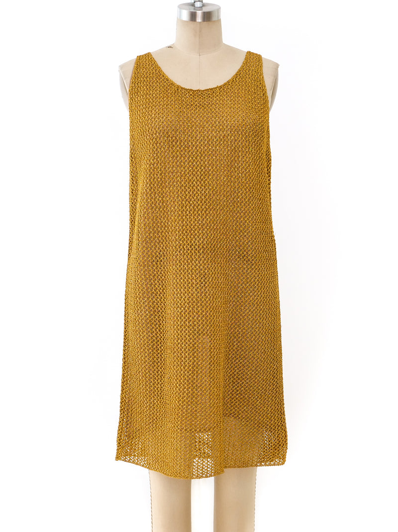 Anne Klein Gold Net Tank Dress Dress arcadeshops.com