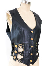 Laced Cut Out Leather Vest Jacket arcadeshops.com