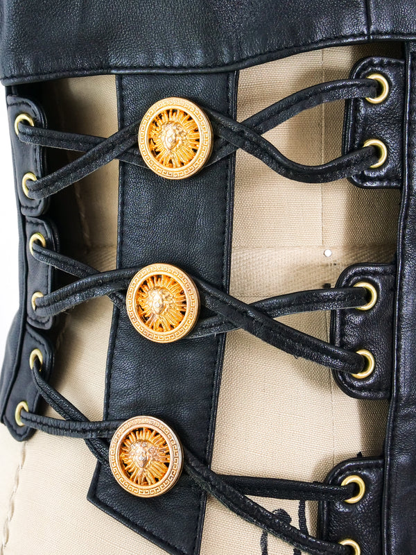 Laced Cut Out Leather Vest Jacket arcadeshops.com