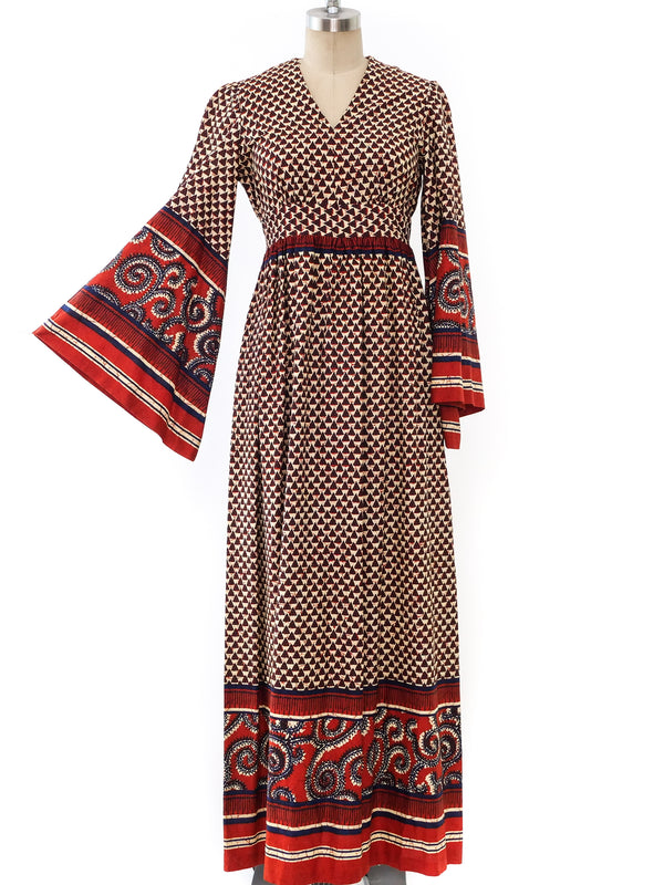 Batik Print Angel Sleeve Dress Dress arcadeshops.com