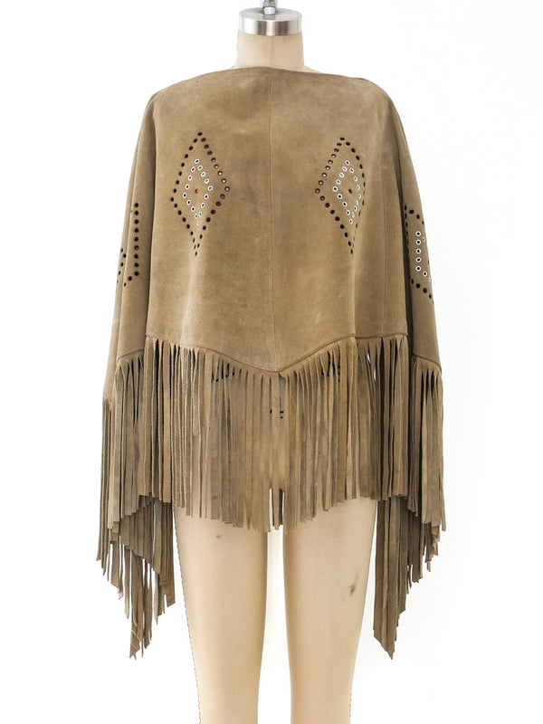 Fringed Suede Poncho Jacket arcadeshops.com