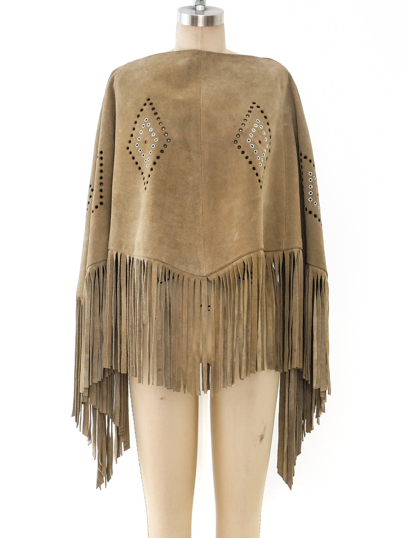 Fringed Suede Poncho Jacket arcadeshops.com