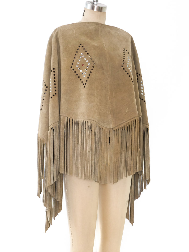 Fringed Suede Poncho Jacket arcadeshops.com