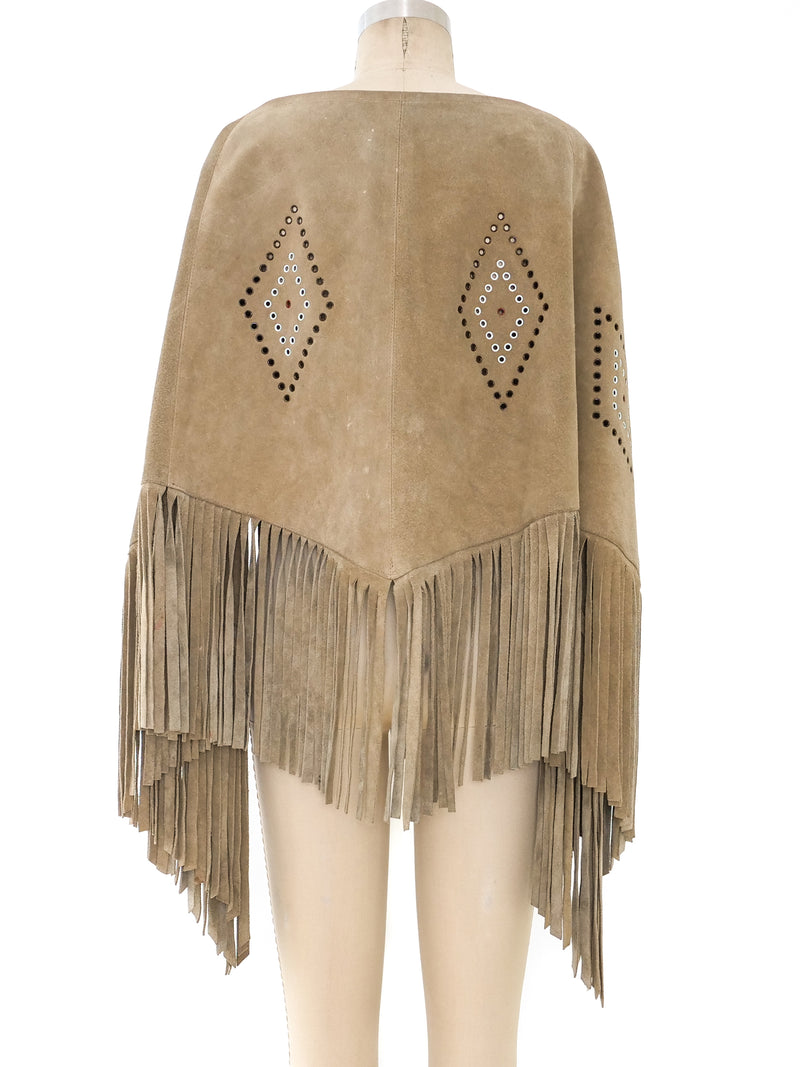 Fringed Suede Poncho Jacket arcadeshops.com