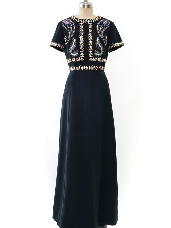 Embellished Satin Maxi Dress Dress arcadeshops.com