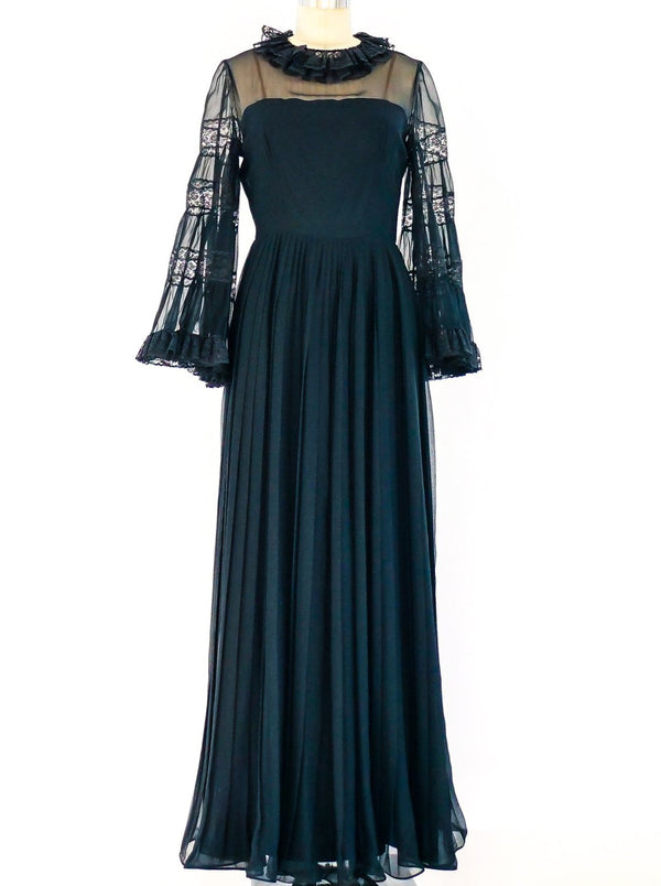 Elizabeth Arden Black Chiffon Gown Dress arcadeshops.com