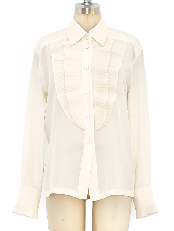 Escada Pleated Ruffle Blouse Top arcadeshops.com