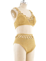 Metallic Gold Crochet Bikini Suit arcadeshops.com