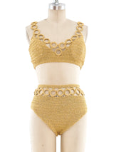 Metallic Gold Crochet Bikini Suit arcadeshops.com