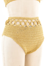 Metallic Gold Crochet Bikini Suit arcadeshops.com