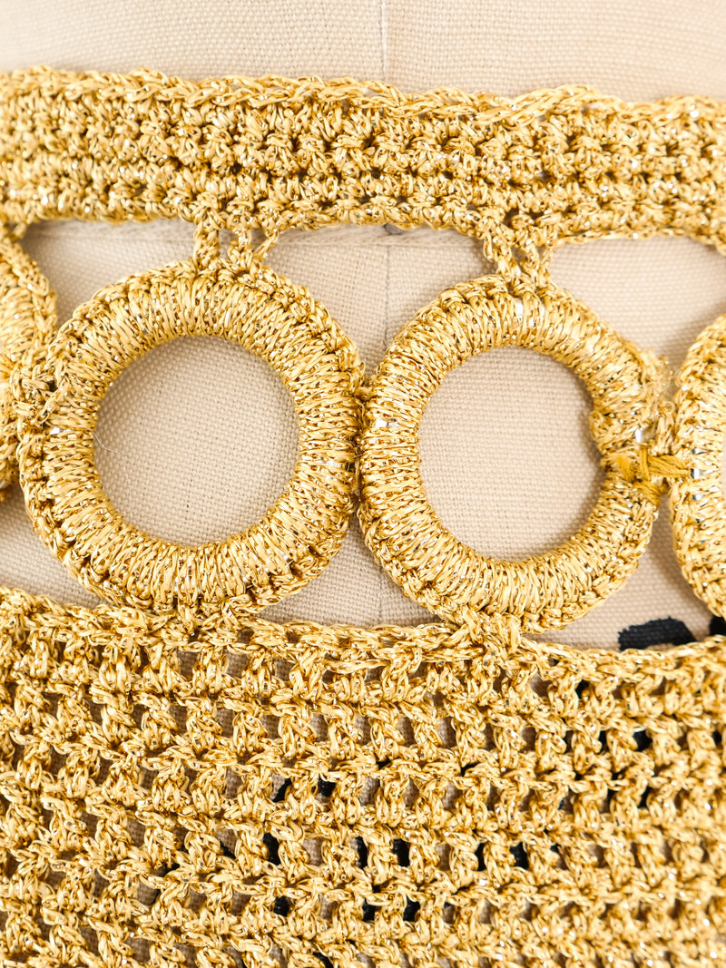 Metallic Gold Crochet Bikini Suit arcadeshops.com