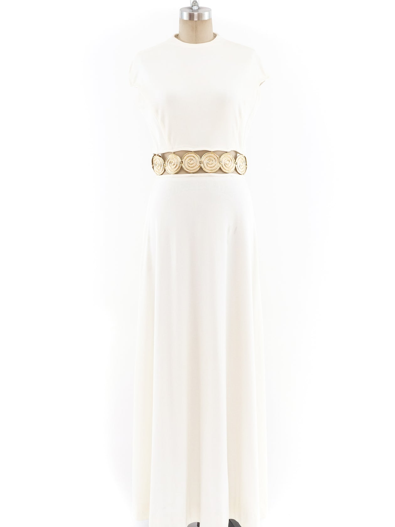 Open Midriff Medallion Embellished Maxi Dress