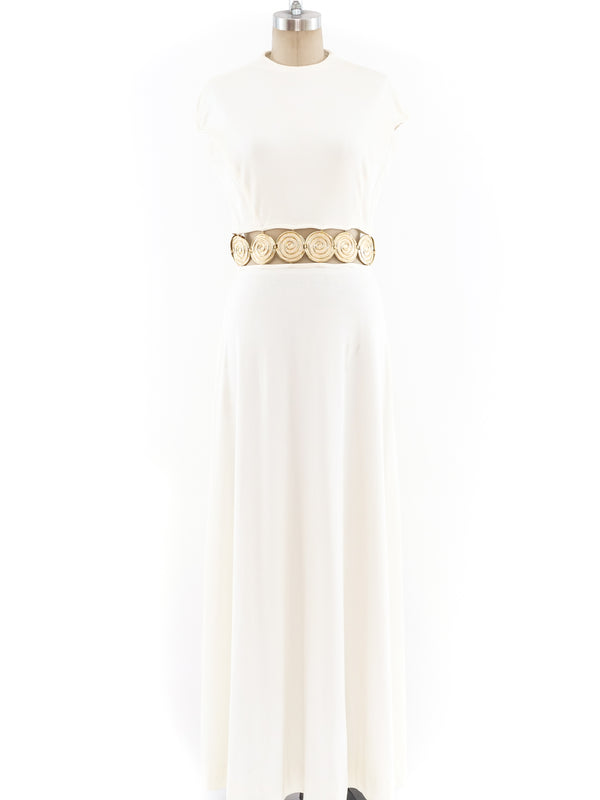Open Midriff Medallion Embellished Maxi Dress Dress arcadeshops.com