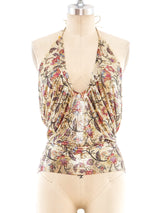Whiting and Davis Floral Printed Chainmail Top Top arcadeshops.com