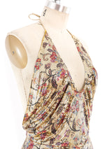 Whiting and Davis Floral Printed Chainmail Top Top arcadeshops.com