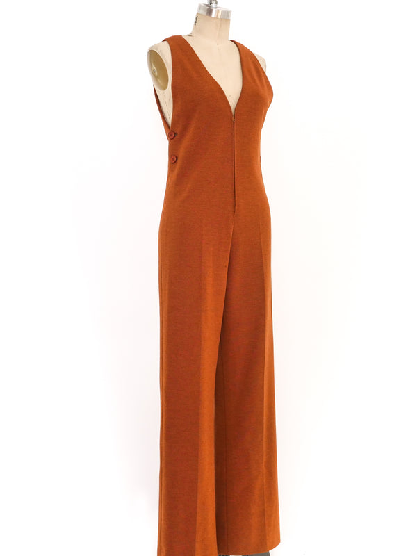 1960's Cognac Sleeveless Jumpsuit Suit arcadeshops.com