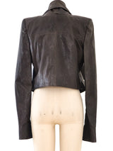 Chocolate Cropped Leather Jacket Jacket arcadeshops.com