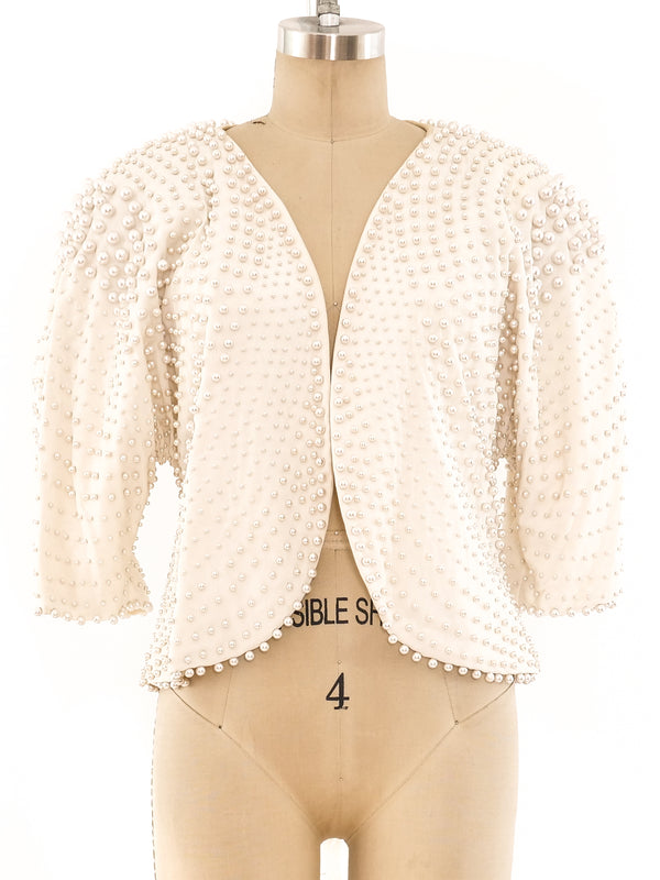 Arnold Scaasi Faux Pearl Embellished Jacket Jacket arcadeshops.com