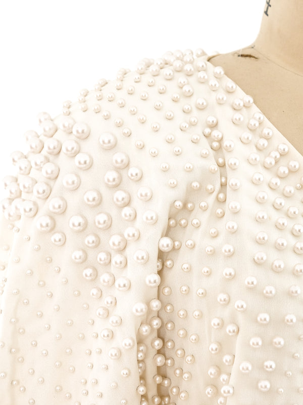 Arnold Scaasi Faux Pearl Embellished Jacket Jacket arcadeshops.com