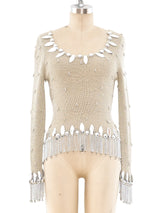 Azzaro Metallic Silver Fringe Sweater Top arcadeshops.com
