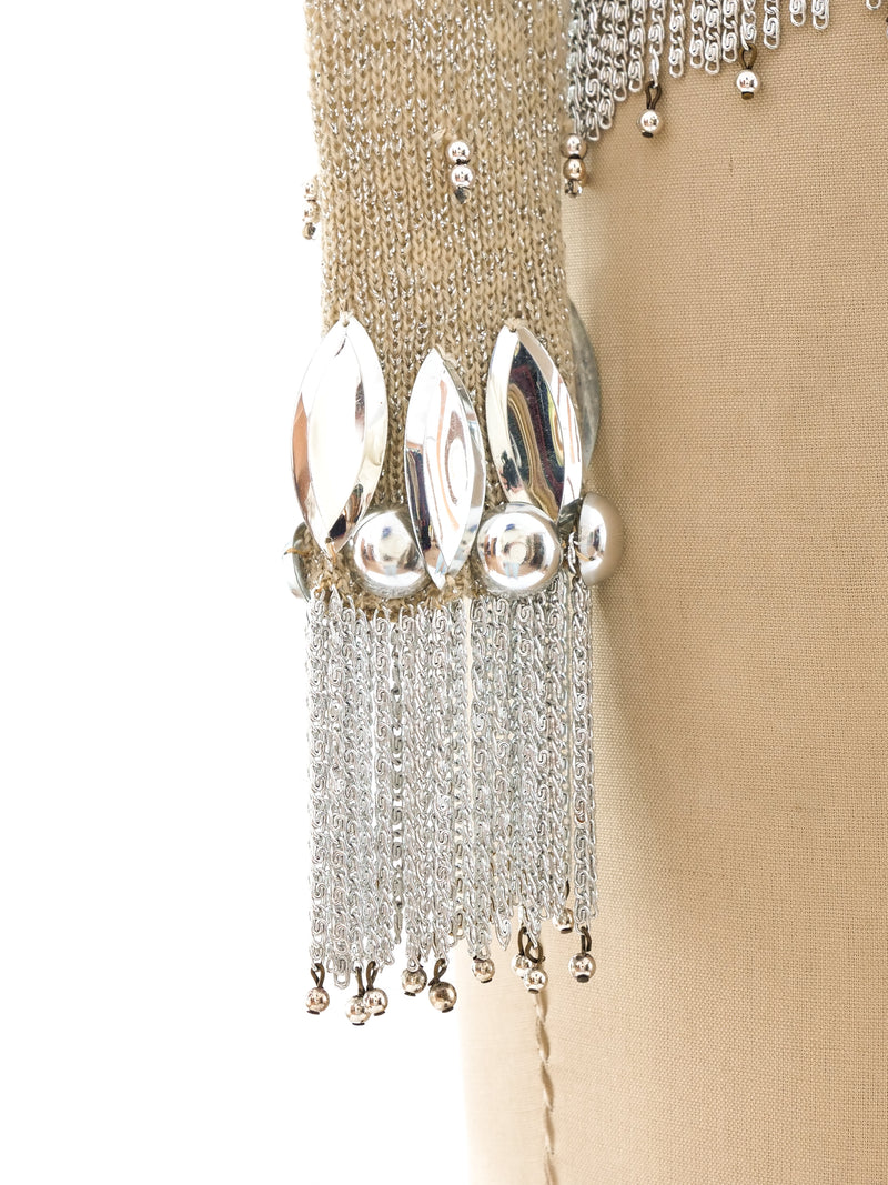 Azzaro Metallic Silver Fringe Sweater Top arcadeshops.com