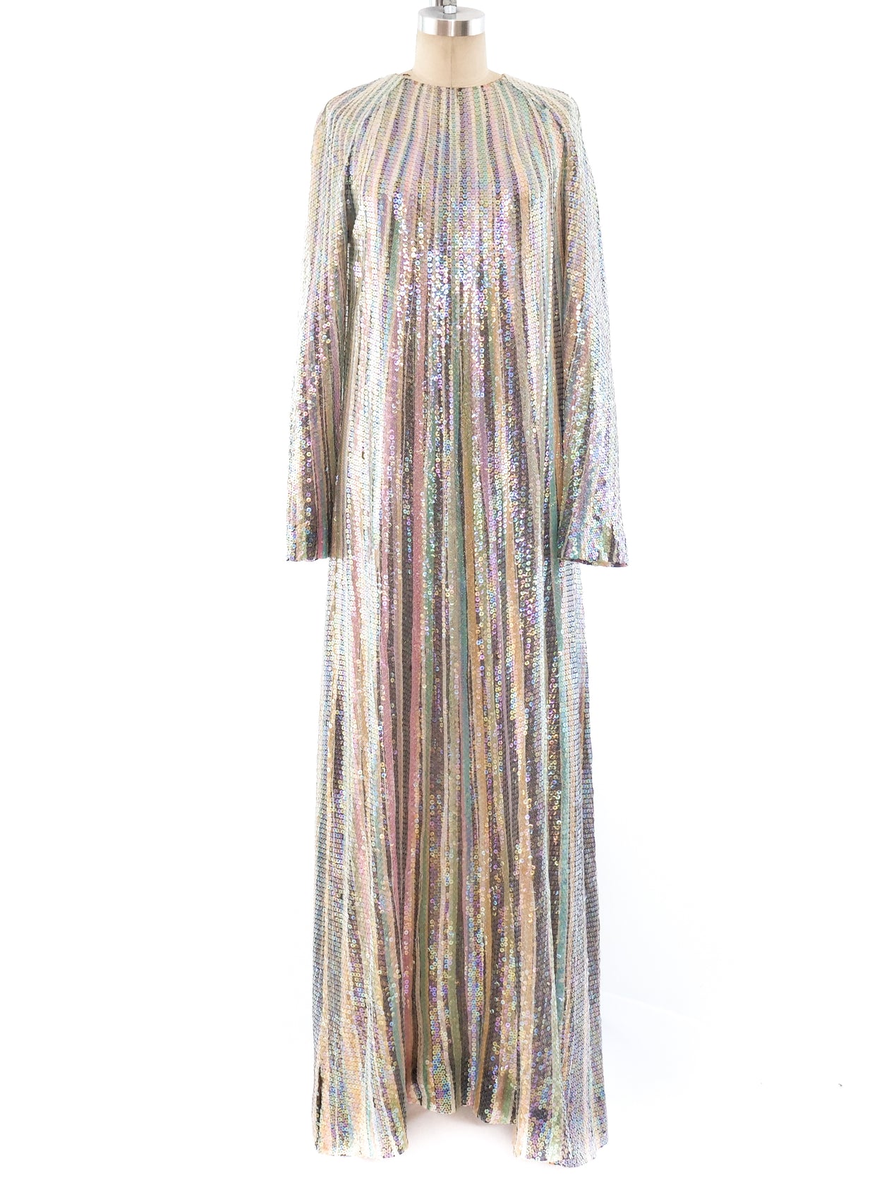 Pastel Sequin Striped Gown