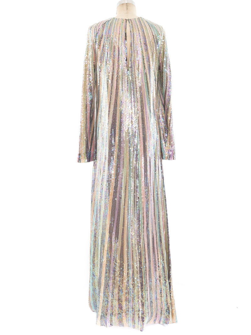 Pastel Sequin Striped Gown Dress arcadeshops.com