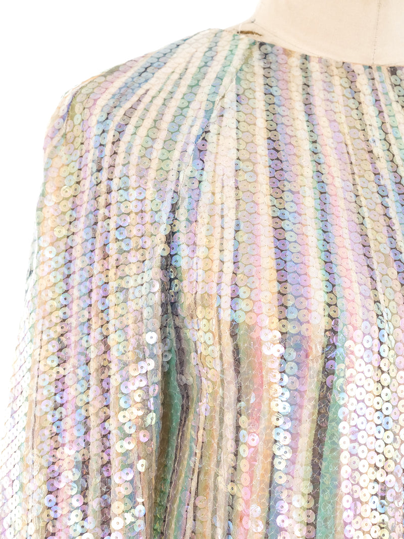 Pastel Sequin Striped Gown Dress arcadeshops.com