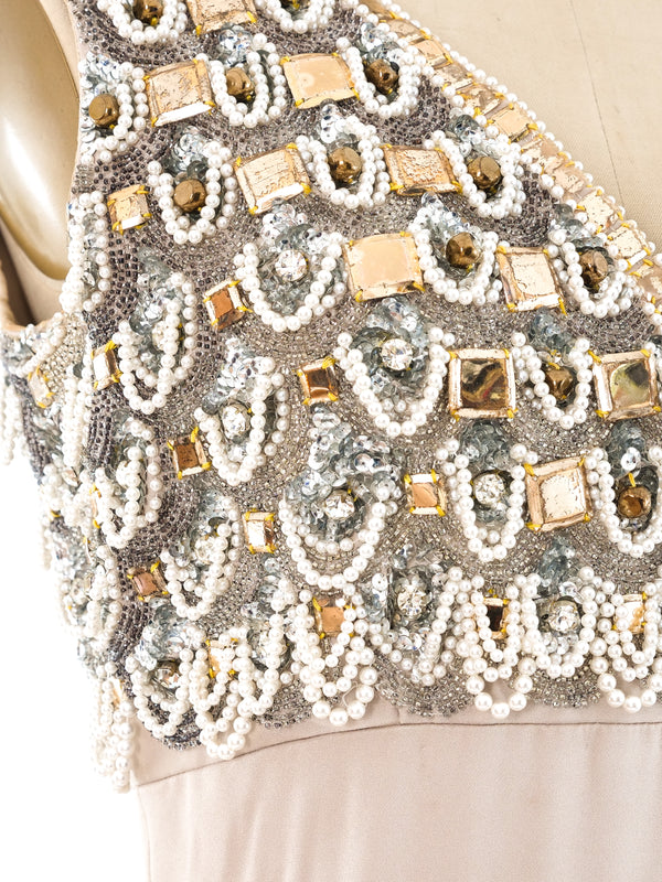 Dynasty Beaded Satin Palazzo Jumpsuit Suit arcadeshops.com