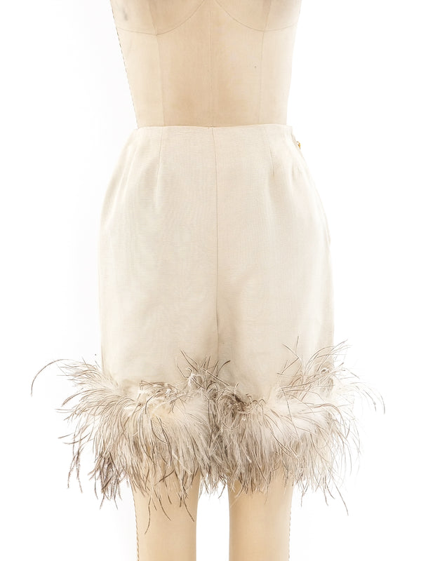 Feather Trimmed Shorts Bottom arcadeshops.com