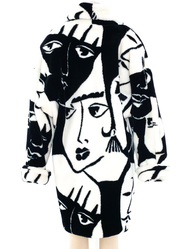 Donnybrook Face Print Faux Fur Coat Outerwear arcadeshops.com