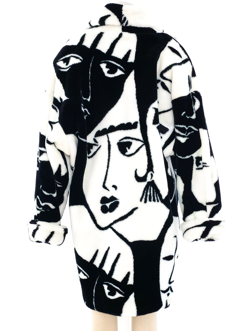 Donnybrook Face Print Faux Fur Coat Outerwear arcadeshops.com