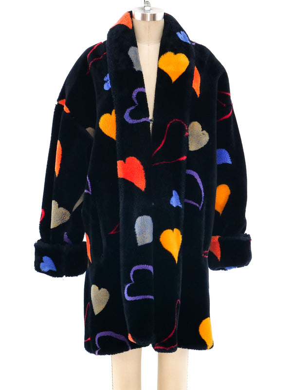 Donnybrook Heart Motif Faux Fur Coat Outerwear arcadeshops.com