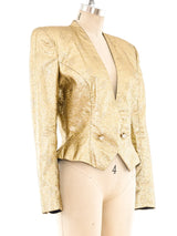 Floral Brocade Metallic Gold Jacket Jacket arcadeshops.com