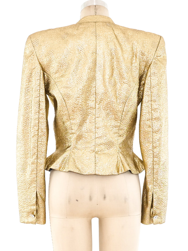 Floral Brocade Metallic Gold Jacket Jacket arcadeshops.com