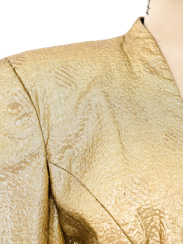 Floral Brocade Metallic Gold Jacket Jacket arcadeshops.com