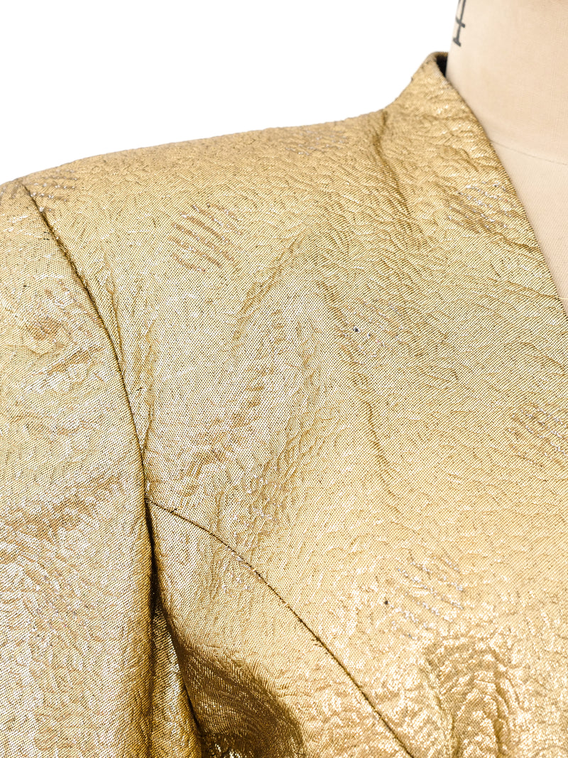 Floral Brocade Metallic Gold Jacket Jacket arcadeshops.com