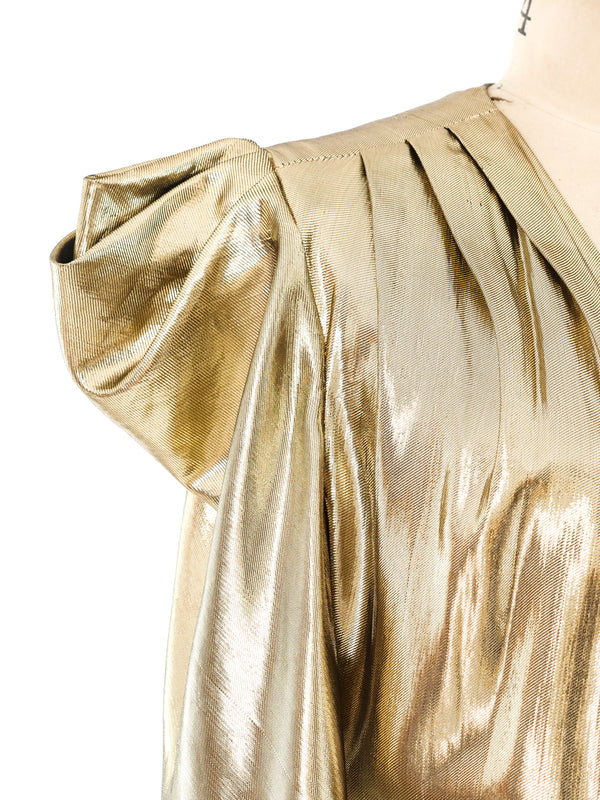 Lillie Rubin Gold Lamé Wrap Dress Dress arcadeshops.com