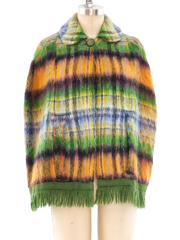 Rainbow Plaid Mohair Cape Jacket arcadeshops.com