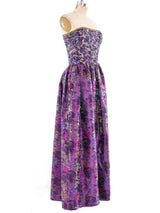 Mary McFadden Embellished Strapless Floral Dress Dress arcadeshops.com