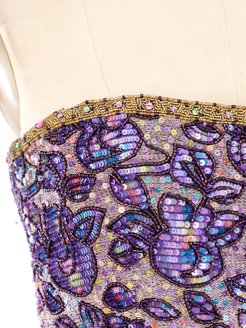 Mary McFadden Embellished Strapless Floral Dress Dress arcadeshops.com