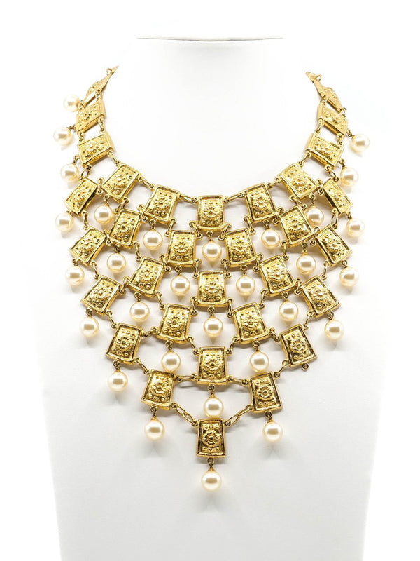Faux Pearl Bib Necklace Accessory arcadeshops.com