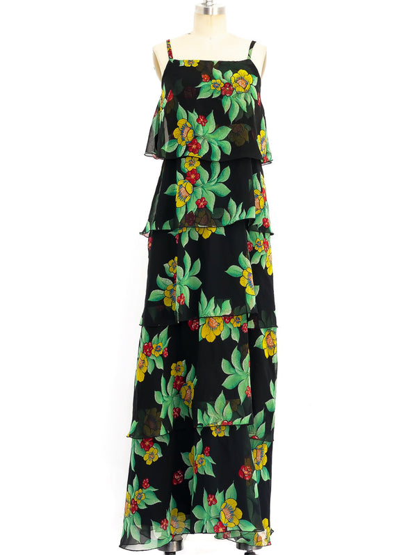 Floral Chiffon Tiered Maxi Dress Dress arcadeshops.com