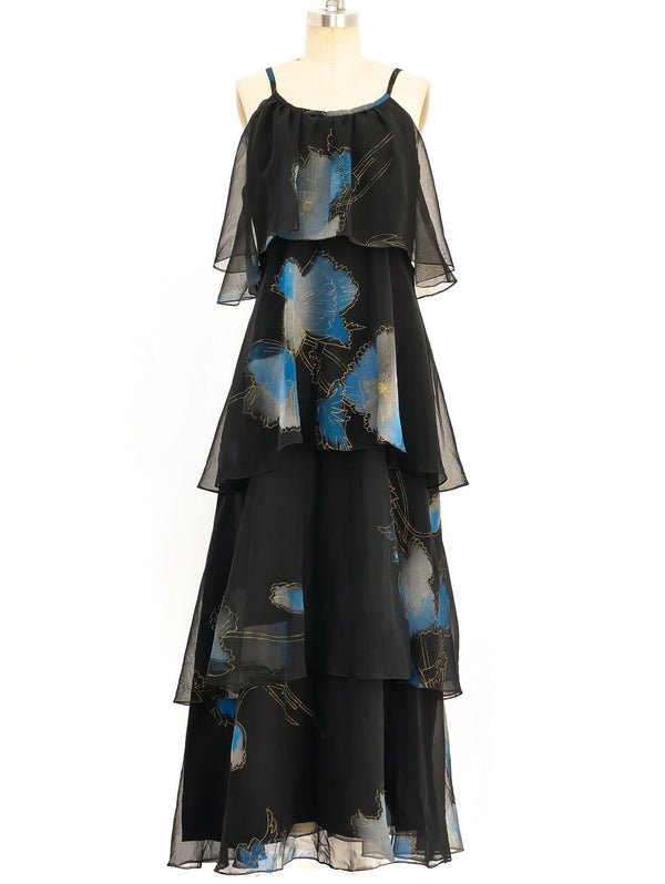 Floral Chiffon Tiered Maxi Dress Dress arcadeshops.com