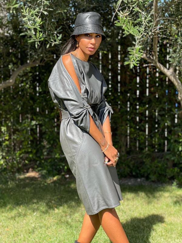 1980's Zip Accented Leather Dress Dress arcadeshops.com